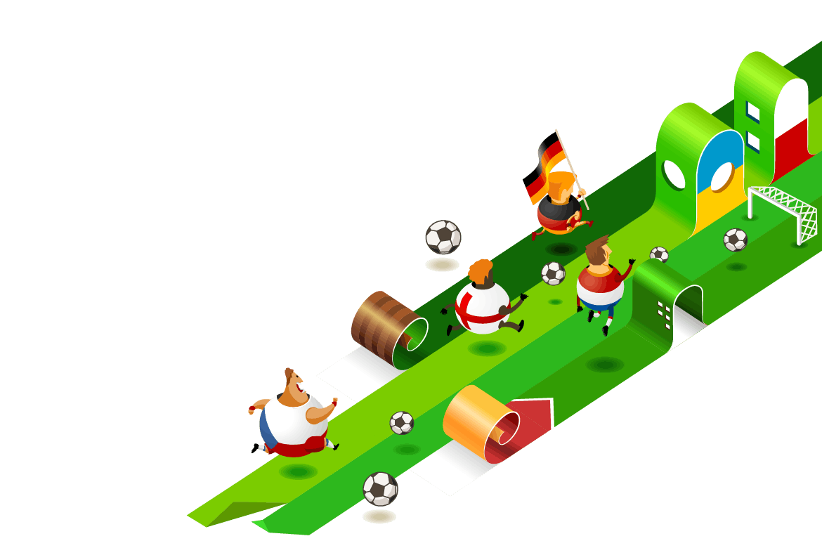 3D立体2.5D等轴等距世界杯欧洲杯足球插画banner海报设计模板