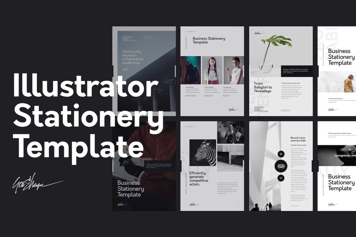 罕见的时尚高端多用途的高品质专业画册品牌手册房地产楼书时尚杂志设计模板（AI）