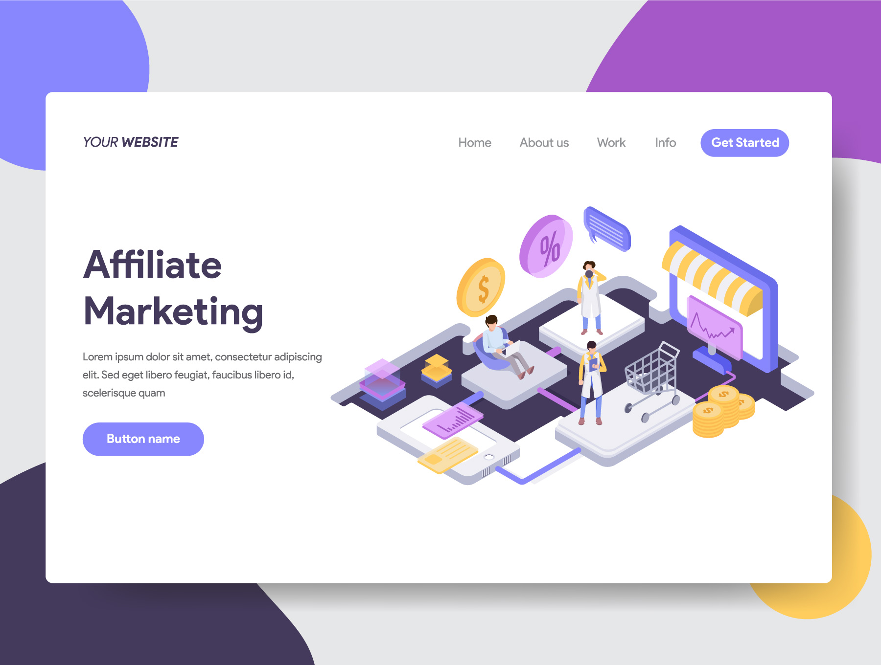 2.5D电商市场概念插画套装下载[Ai]