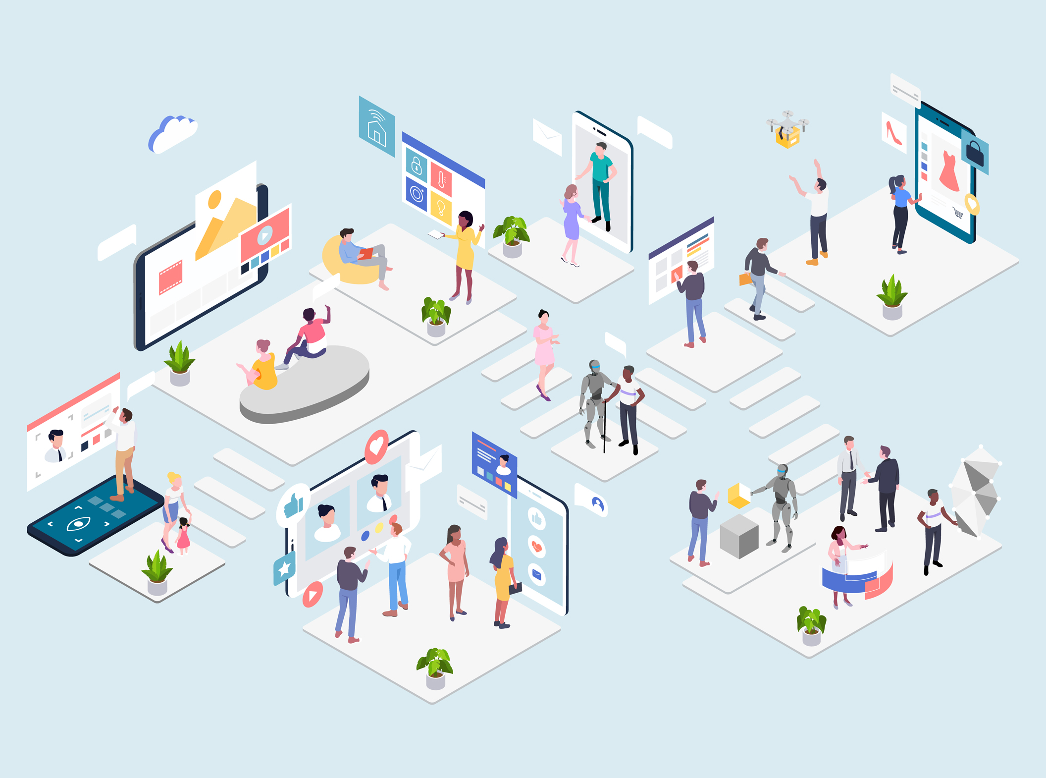 2.5D区块链技术概念插画下载[Ai]