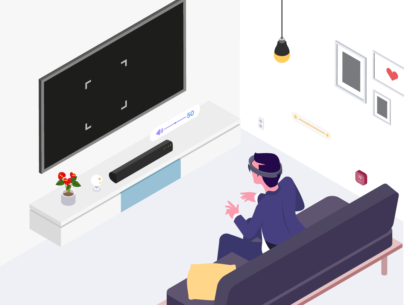 2.5D视角的物联网智能居家创意场景插画素材下载 V3[Ai]