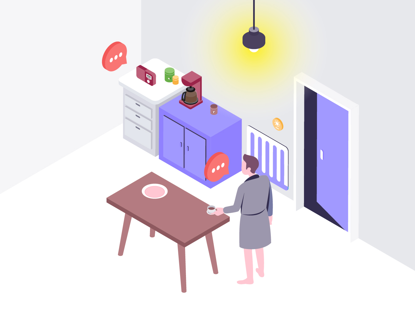 2.5D视角的物联网智能居家创意场景插画素材下载 V4[Ai]