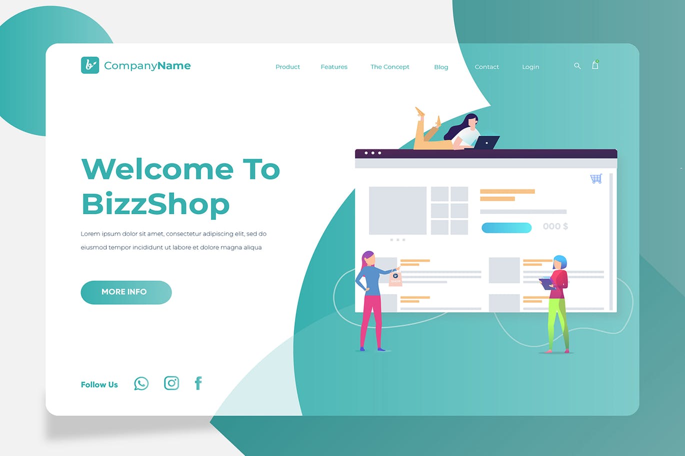 简约多用途的2.5D等轴等距电子商务电商网上购物海报banner着陆页设计模板