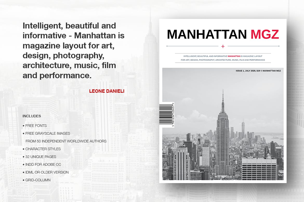 时尚高端商务质感的曼哈顿商业计划书房地产楼书杂志画册手册设计模板（indd）