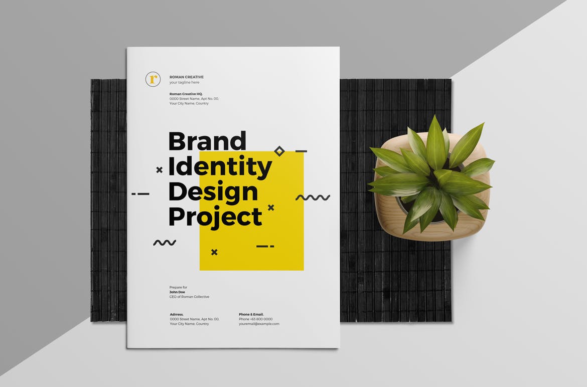 高品质的时尚高端新孟菲斯品牌手册画册楼书杂志设计模板（indd）