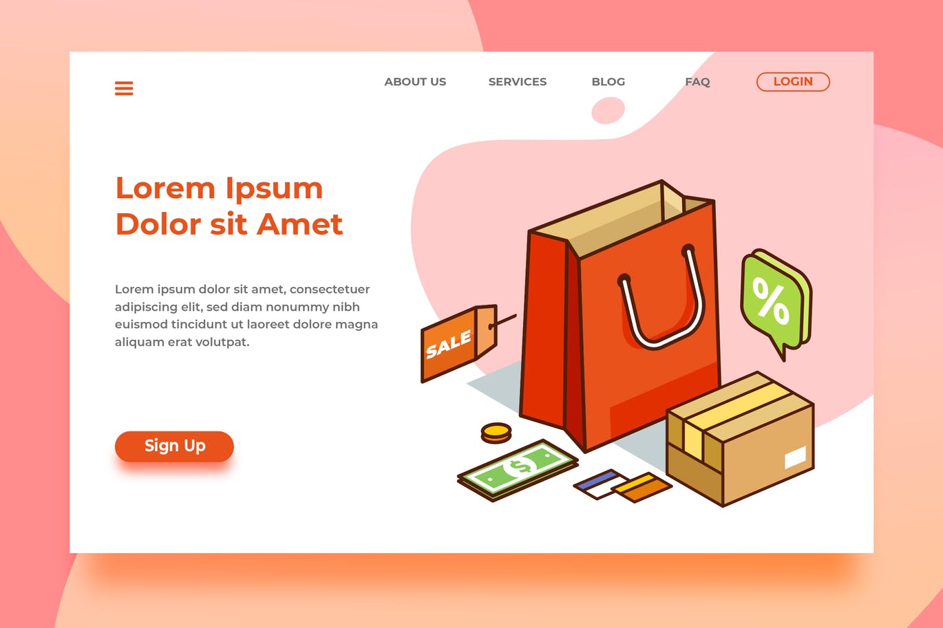 时尚高端简约多用途的2.5D等轴等距电子商务购物车海报banner着陆页设计模板