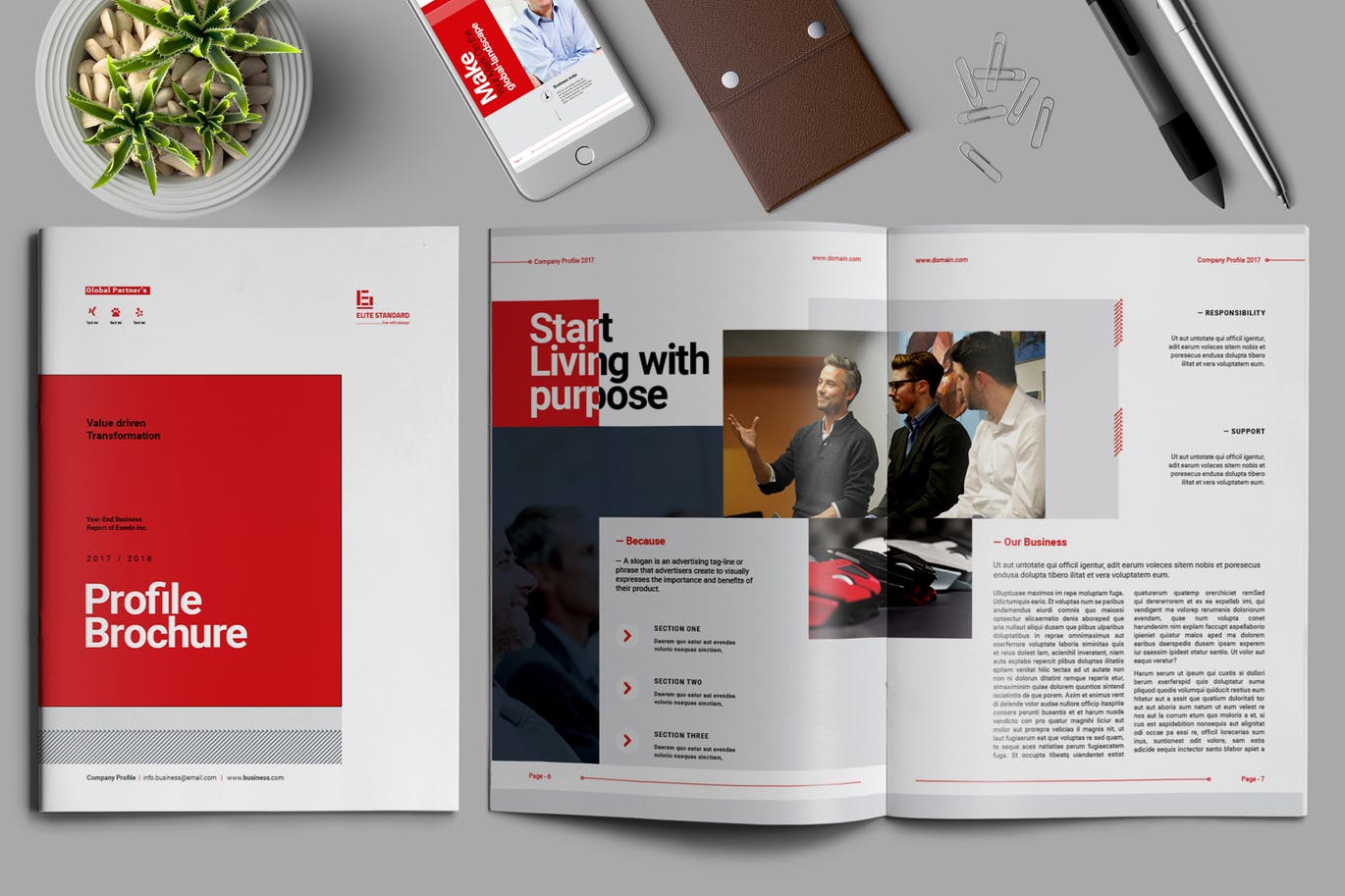 多用途的时尚商务画册企业简介楼书品牌手册杂志设计模板