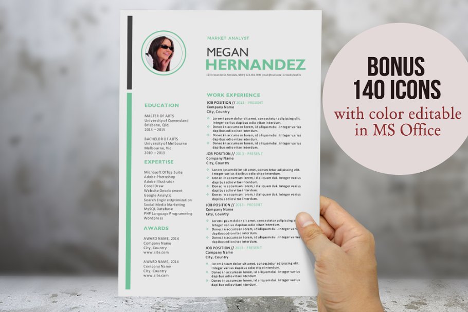 个人简历模板 Modern 3 in 1 photo Word resume