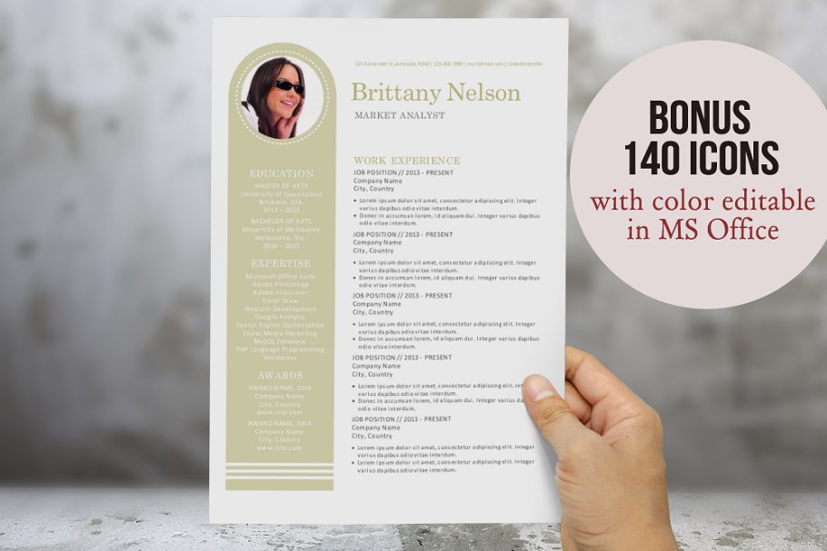 个性简历模板下载 Unique bar 3 in 1 Word resume