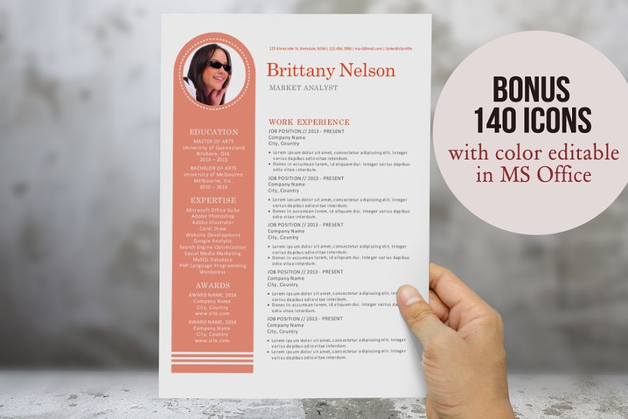 个人简历模板下载 Unique bar 3 in 1 Word resume