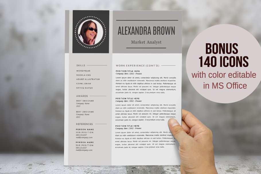 现代化简历模板 Modern 2 in 1 photo Word resume