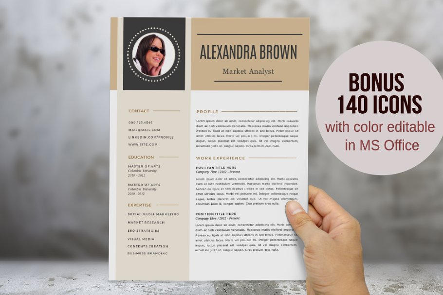 现代化简历模板 Modern 2 in 1 photo Word resume