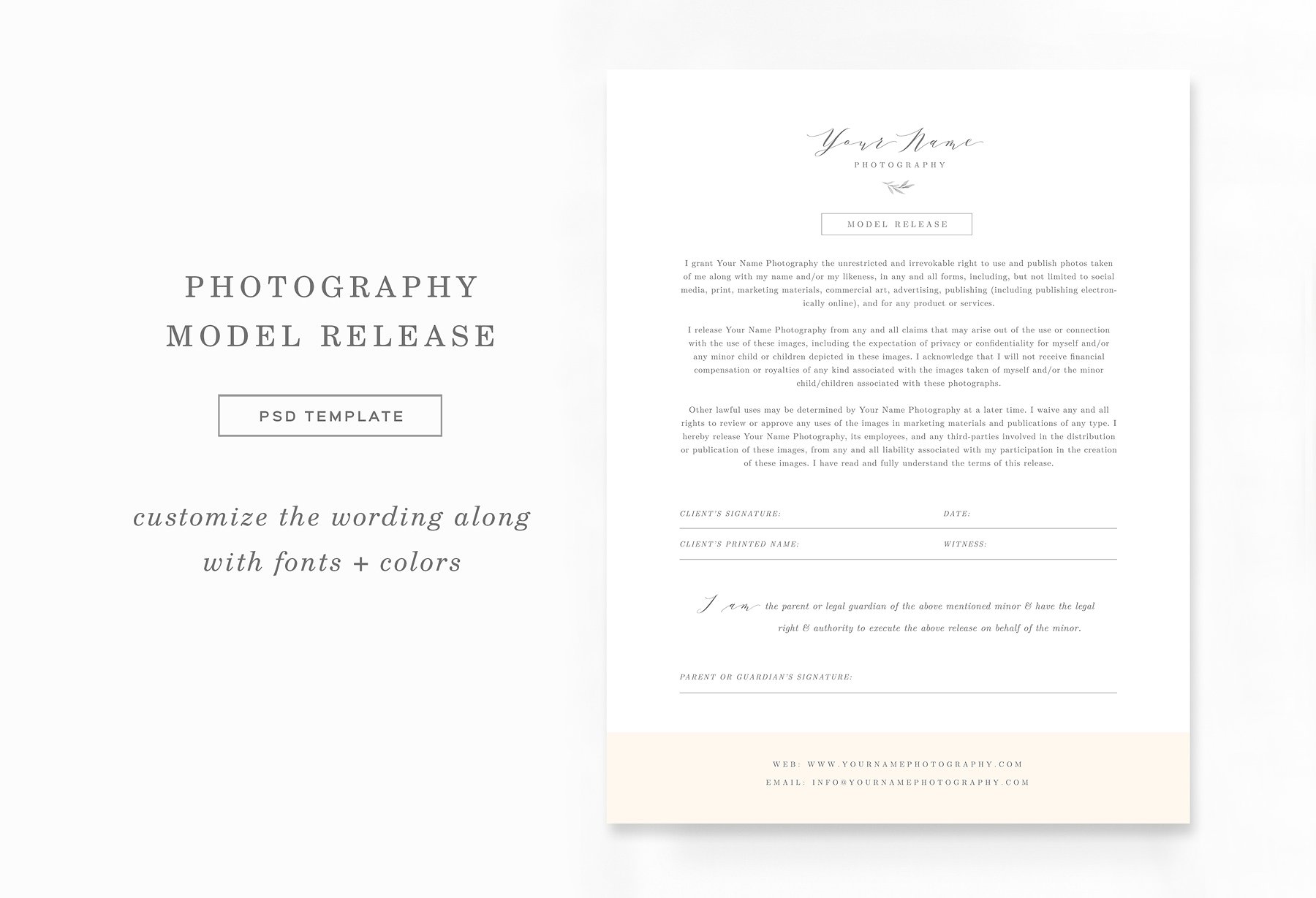 简单的简历模板 Photography Model Release Form