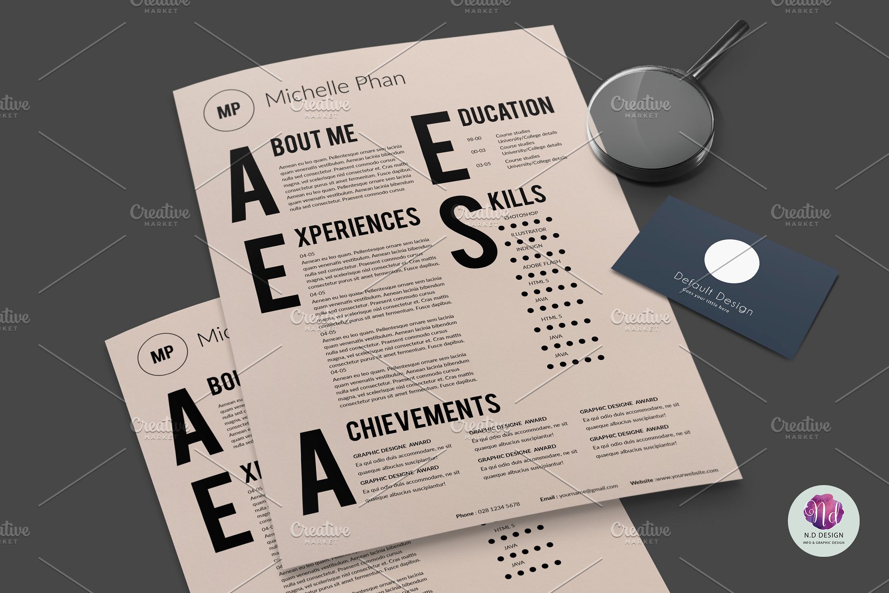 时尚简历模板 CV template , cover letter template