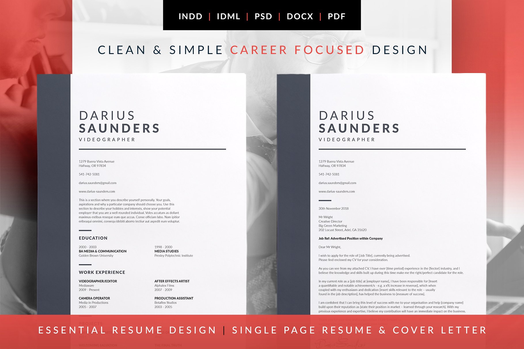 专业优质的简历模板 Darius – Essential Resume