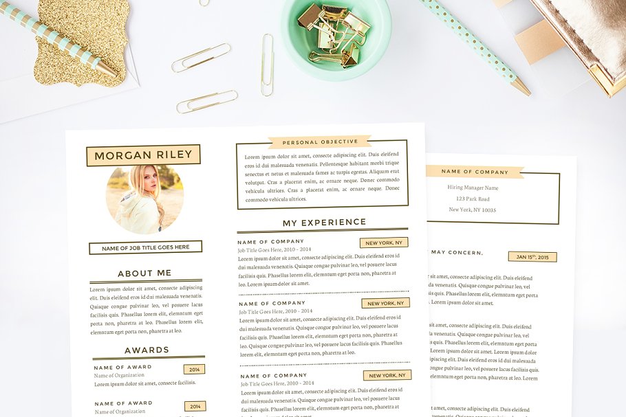 干净的简历模板 Sunrise Resume Template Pkg.