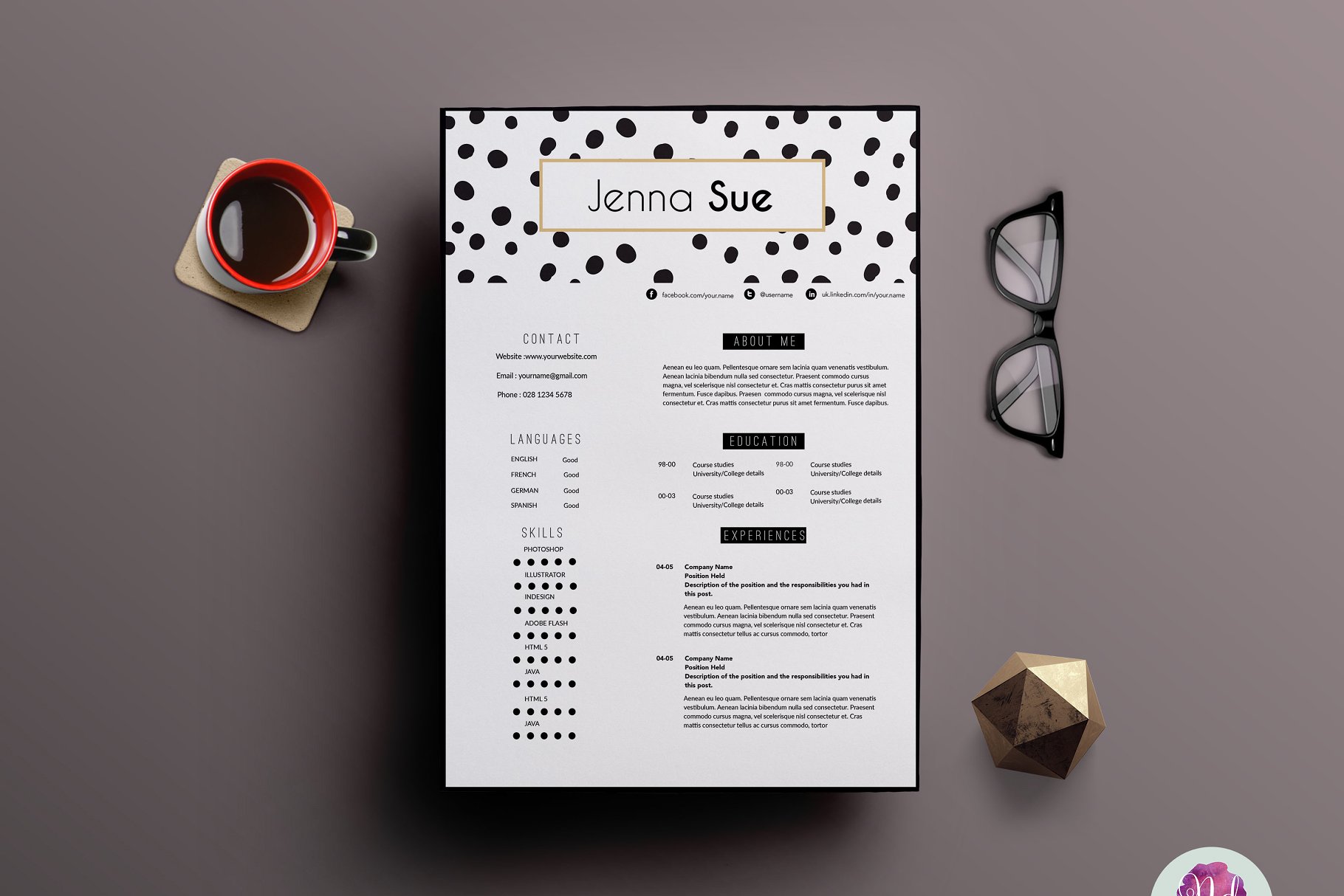 创意设计简历 Creative 2 page CV template