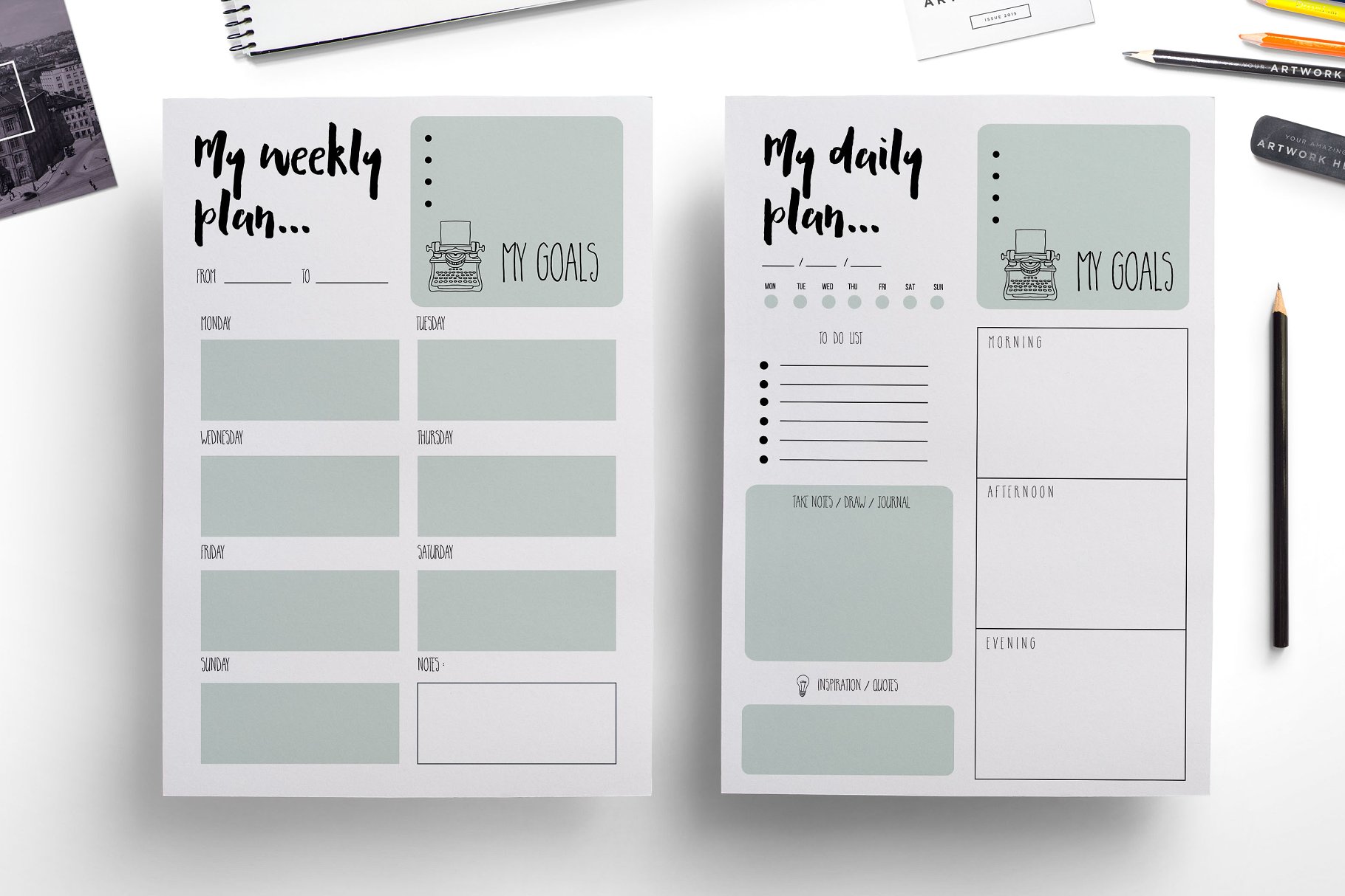周计划模板 Weekly planner , daily planner