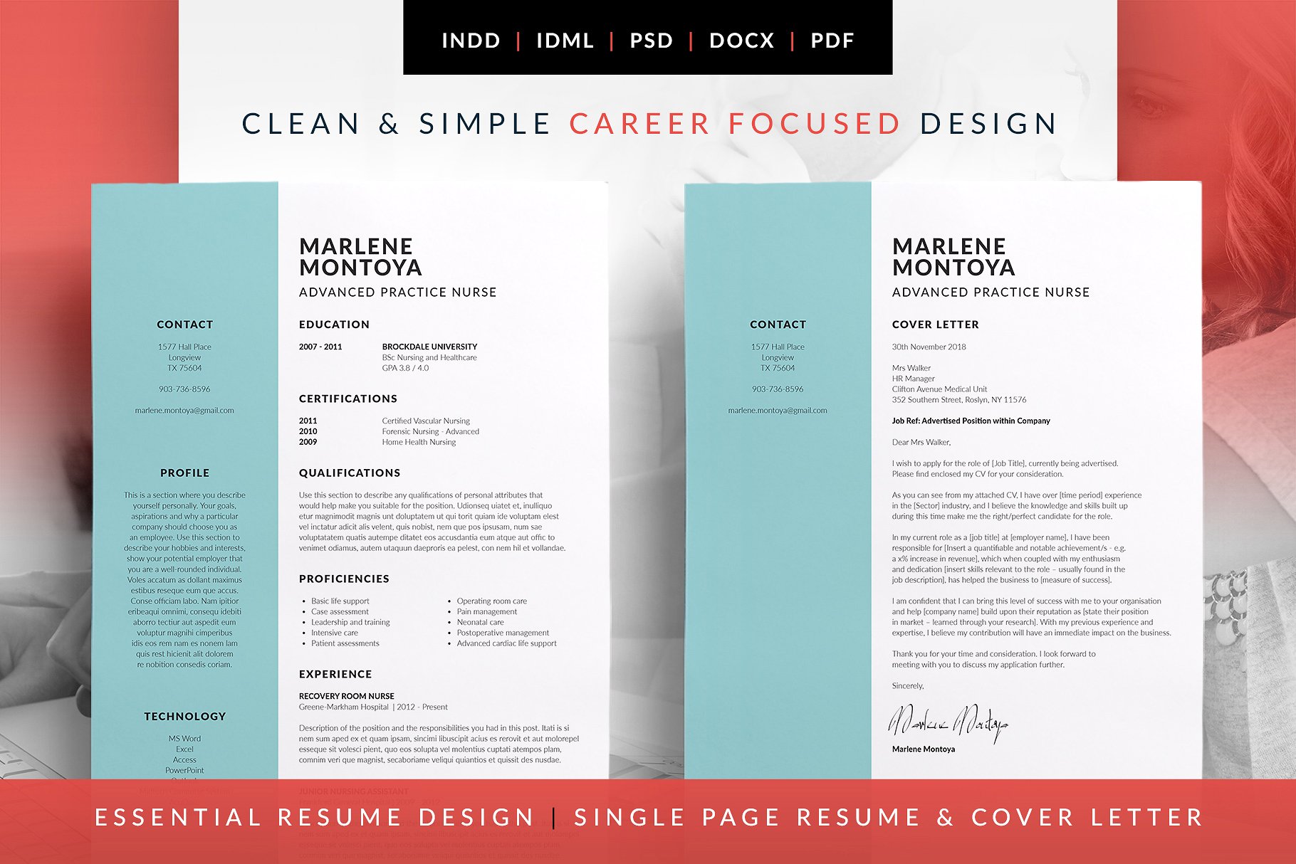 简单的简历模板下载 Marlene – Essential Resume