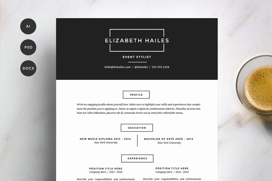 专业简历模板 Resume Template 4 Pack | CV Template