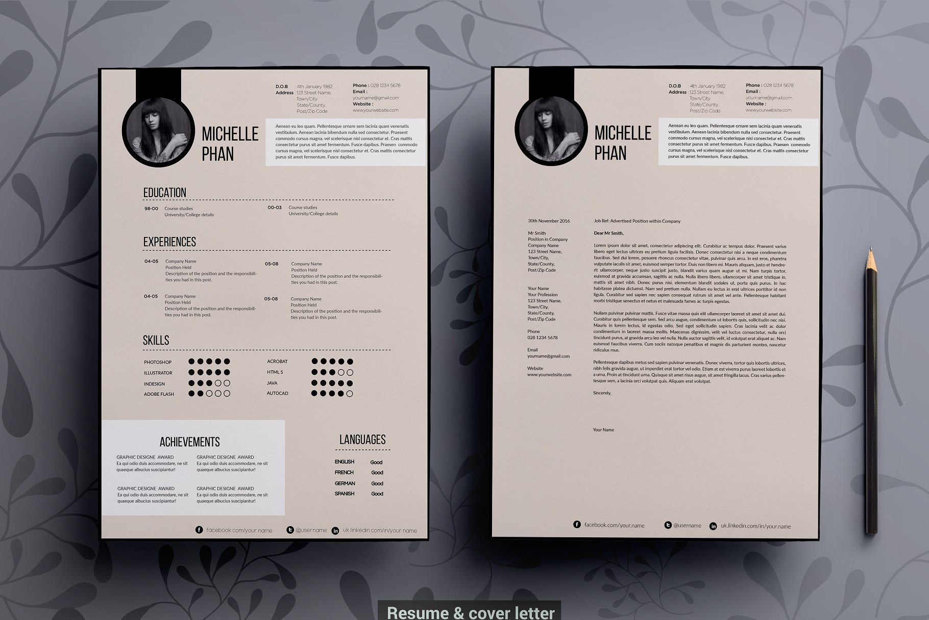 现代简历模板下载 2 page resume template