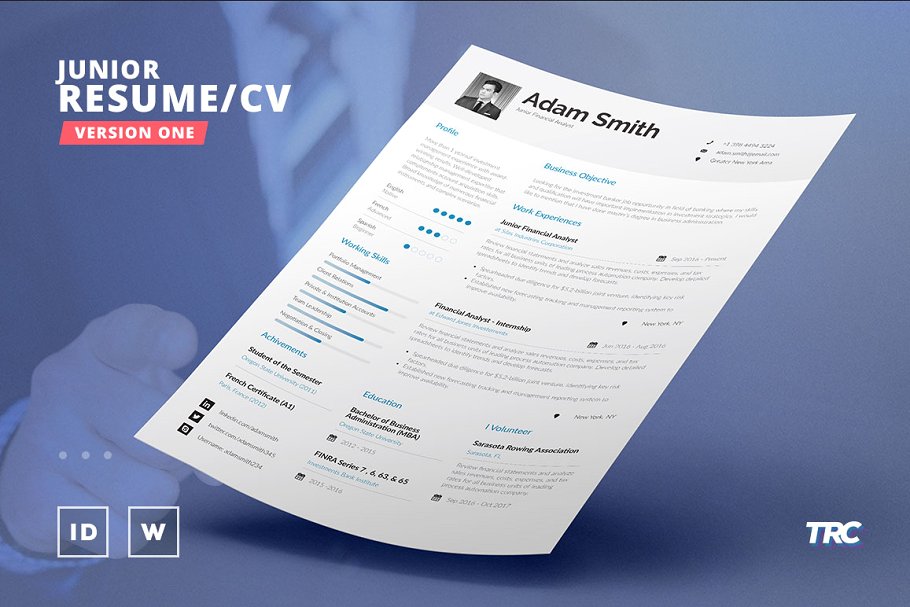 初级简历模板 Junior Resume/Cv Template – V1