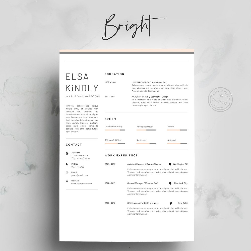 时尚简历模板 Resume Template – Bright