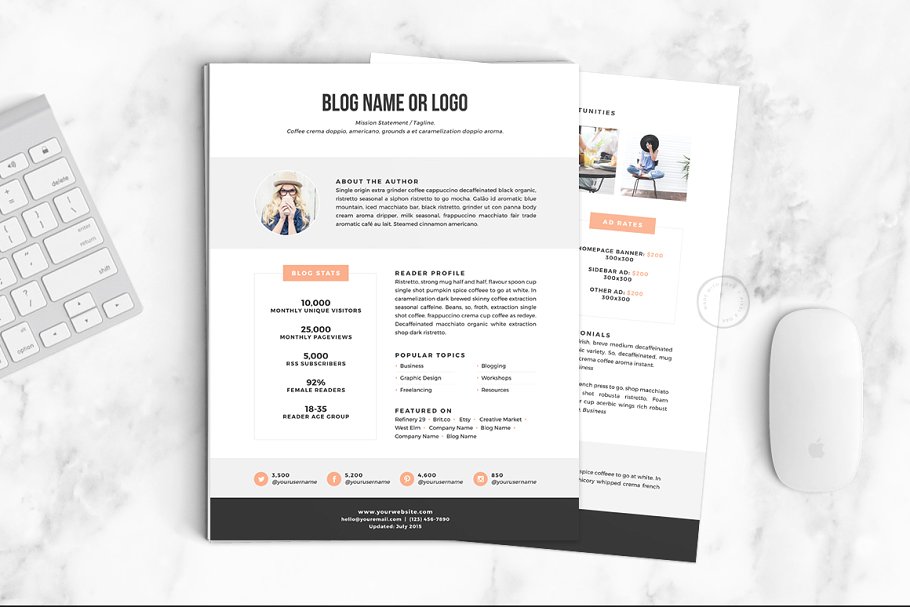 高端简历模板 Media Kit Template | No.1