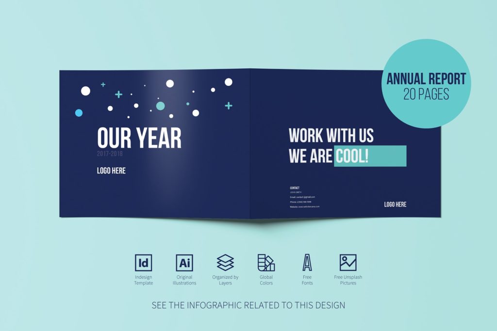 一款高端蓝简约风画册模版下载[indd]