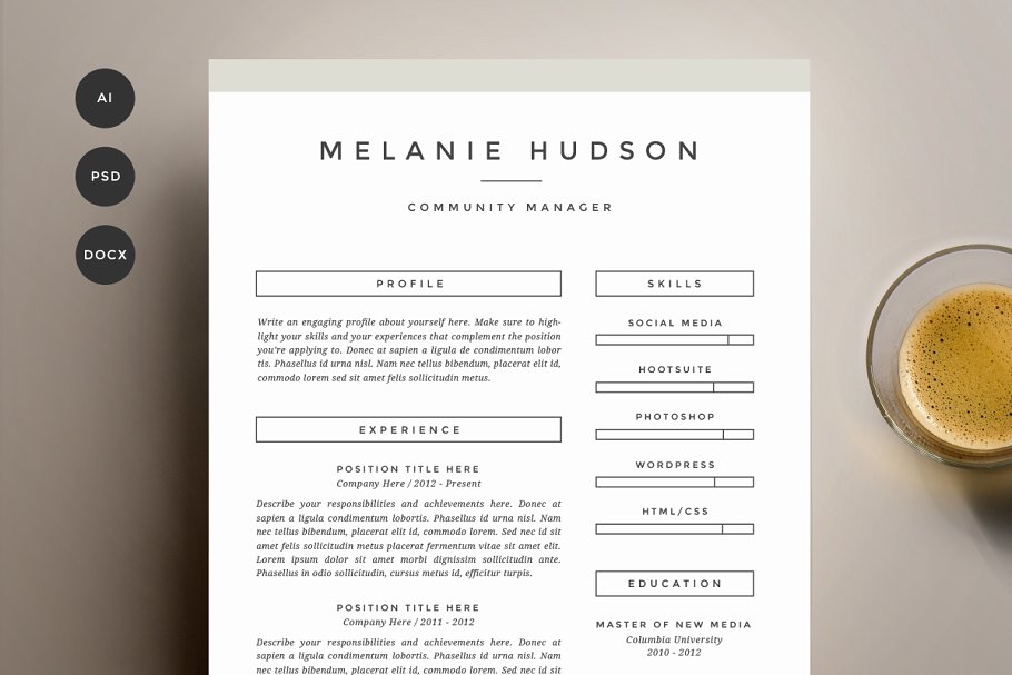 简单简历模板下载 Resume Template 4 Pack | CV Template