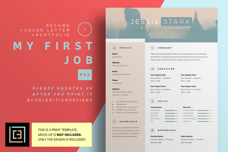 专业个人简历模板下载 MyFirstJob – Resume V1