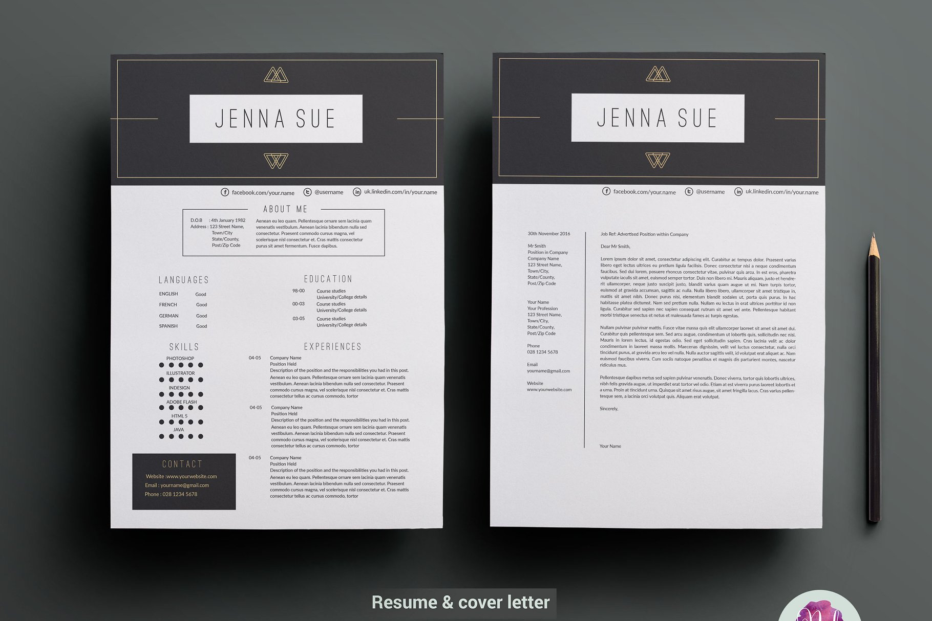 专业个人简历模板 CV template , cover letter template