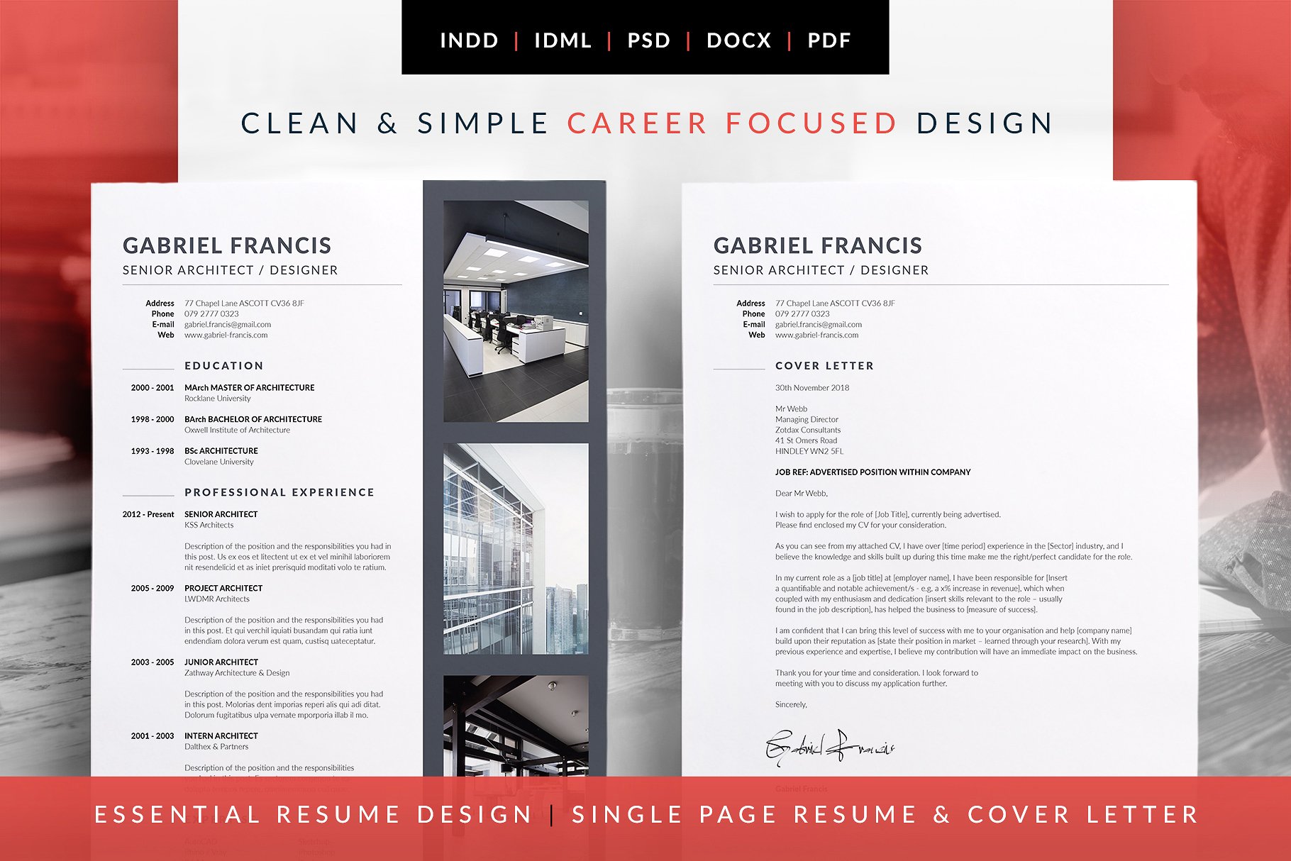 极简主义简历模板下载 Gabriel – Essential Resume
