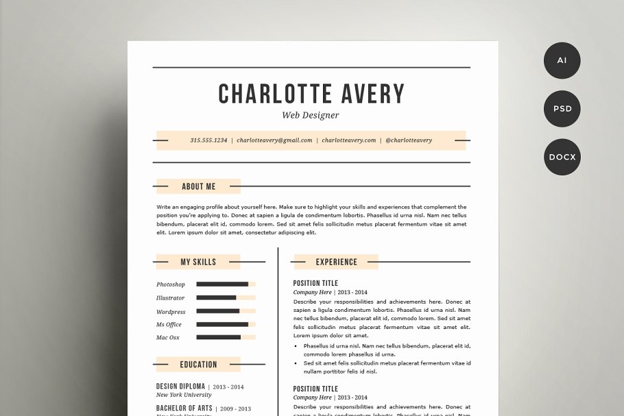 专业简历模板 Resume Template 4 Pack | CV Template