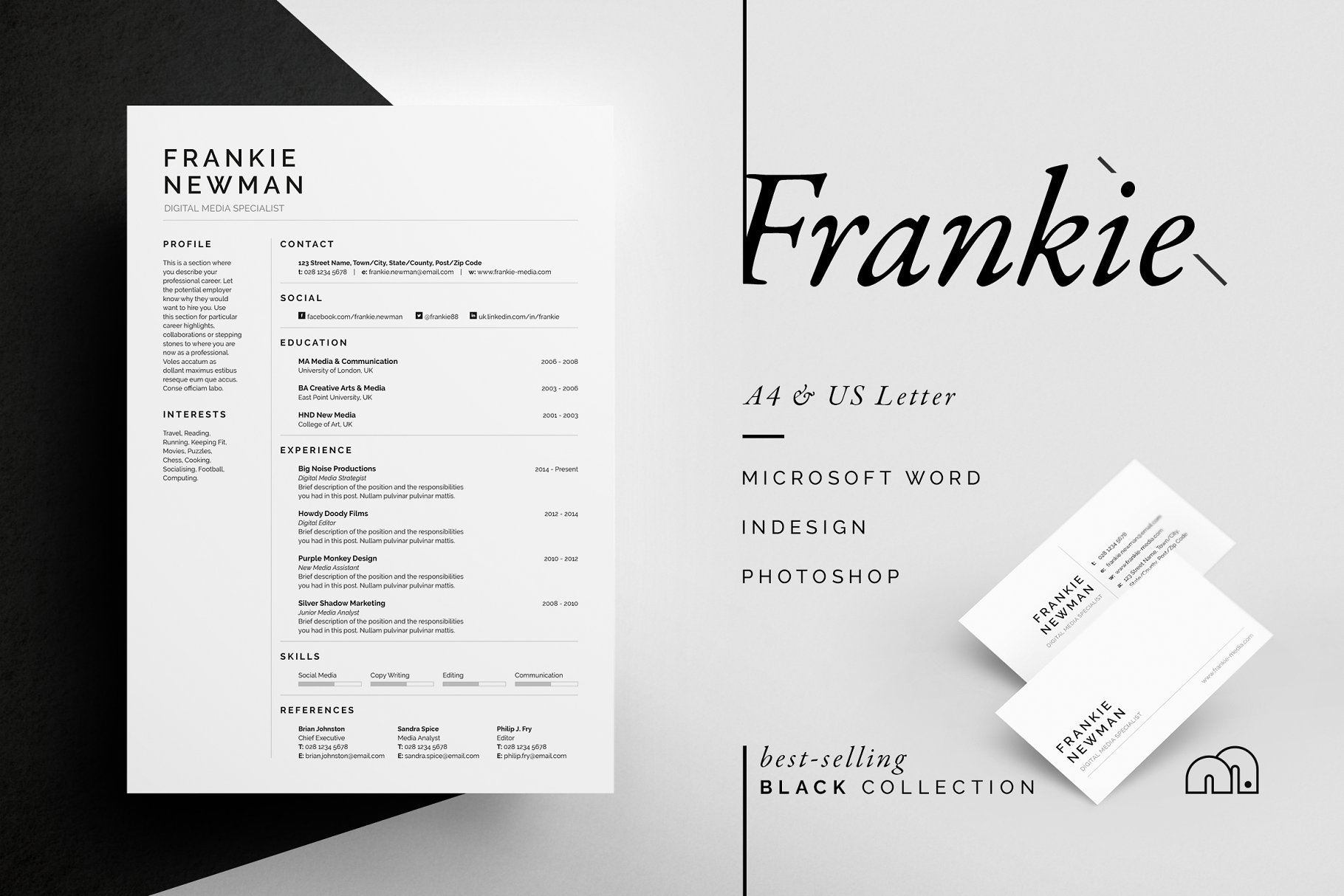 专业极简主义简历模板 Frankie – Resume/CV