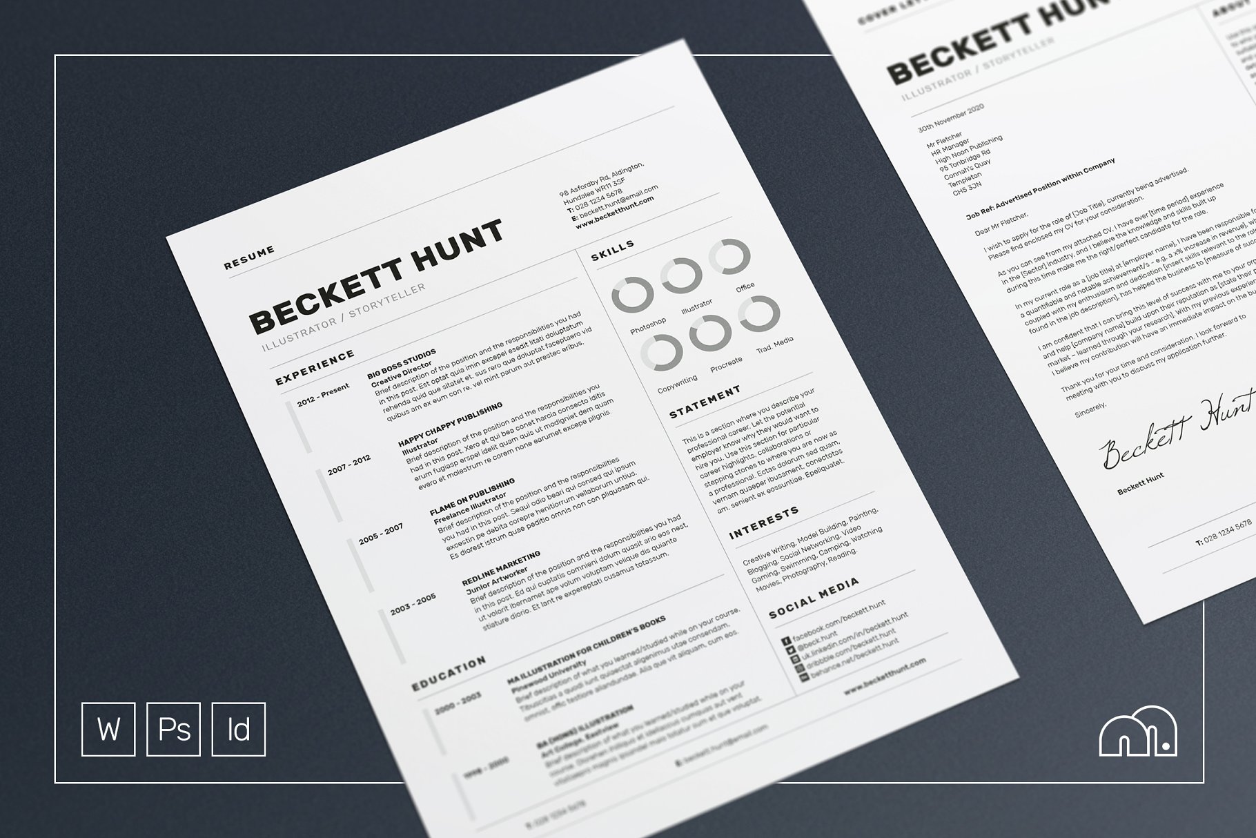 简约黑色简历模板 Beckett – Resume/CV