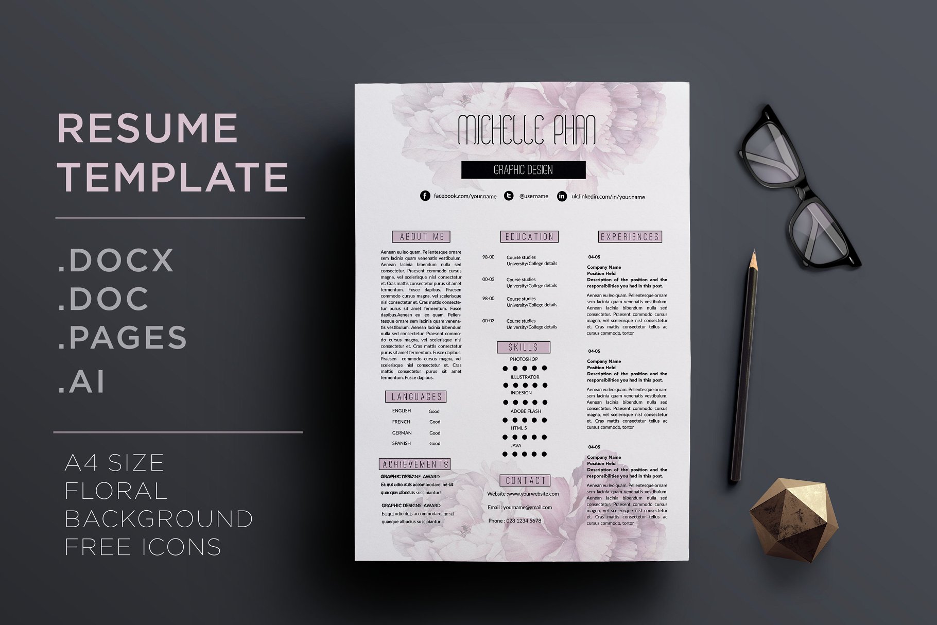 时尚简历模板 CV template + cover letter template