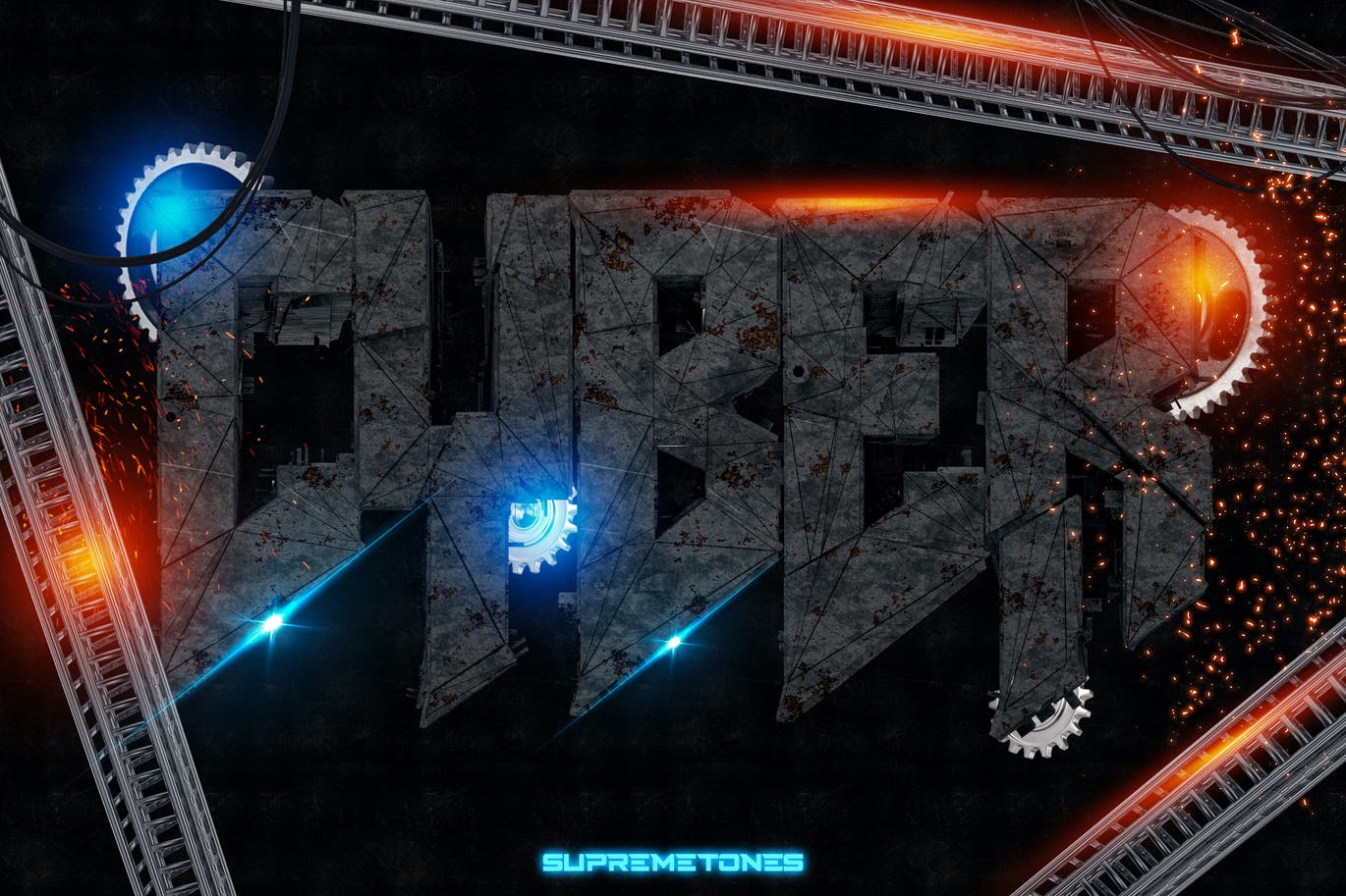 时尚高端震撼的变形金刚质感的3D立体字体