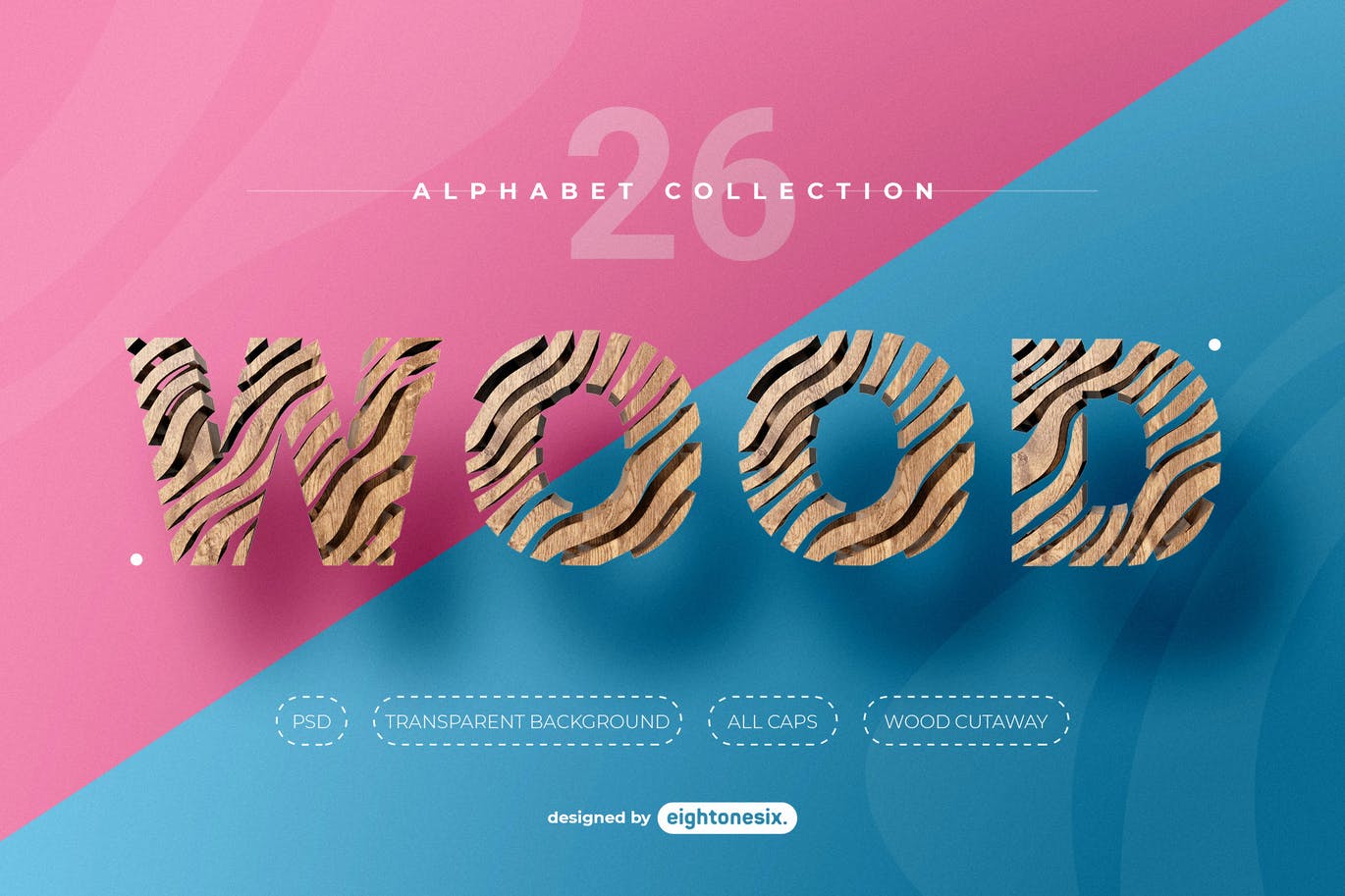 时尚高端3D立体抽象字母英文字体大集合-PSD
