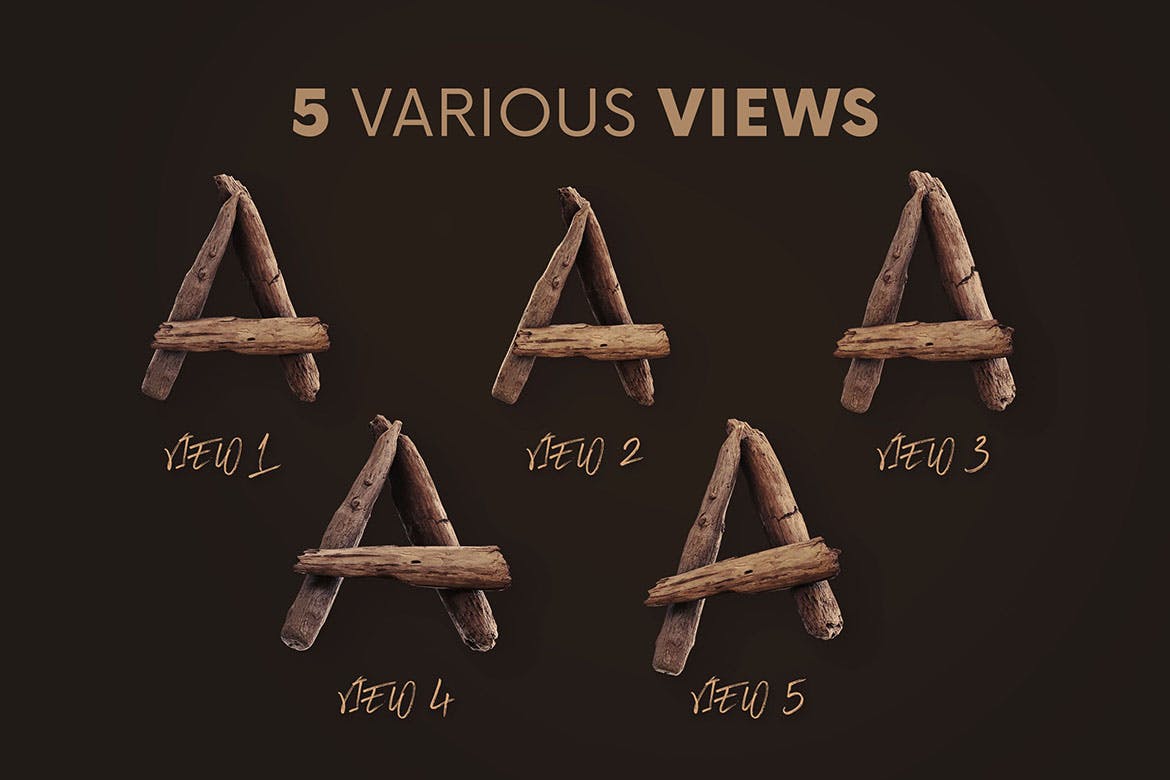 野生木材字体背景（PNG）