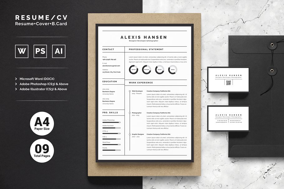 专业个性简历模板 Resume/CV-Alexis Hansen