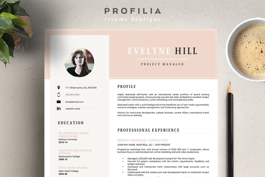 专业的简历模板下载 Word Resume & Cover letter Template