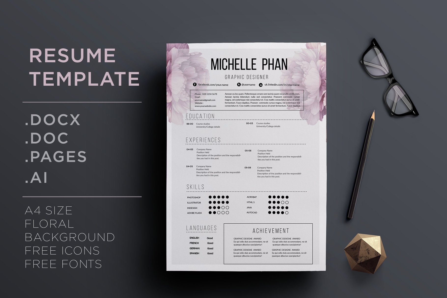 时尚简历模板 CV template + cover letter