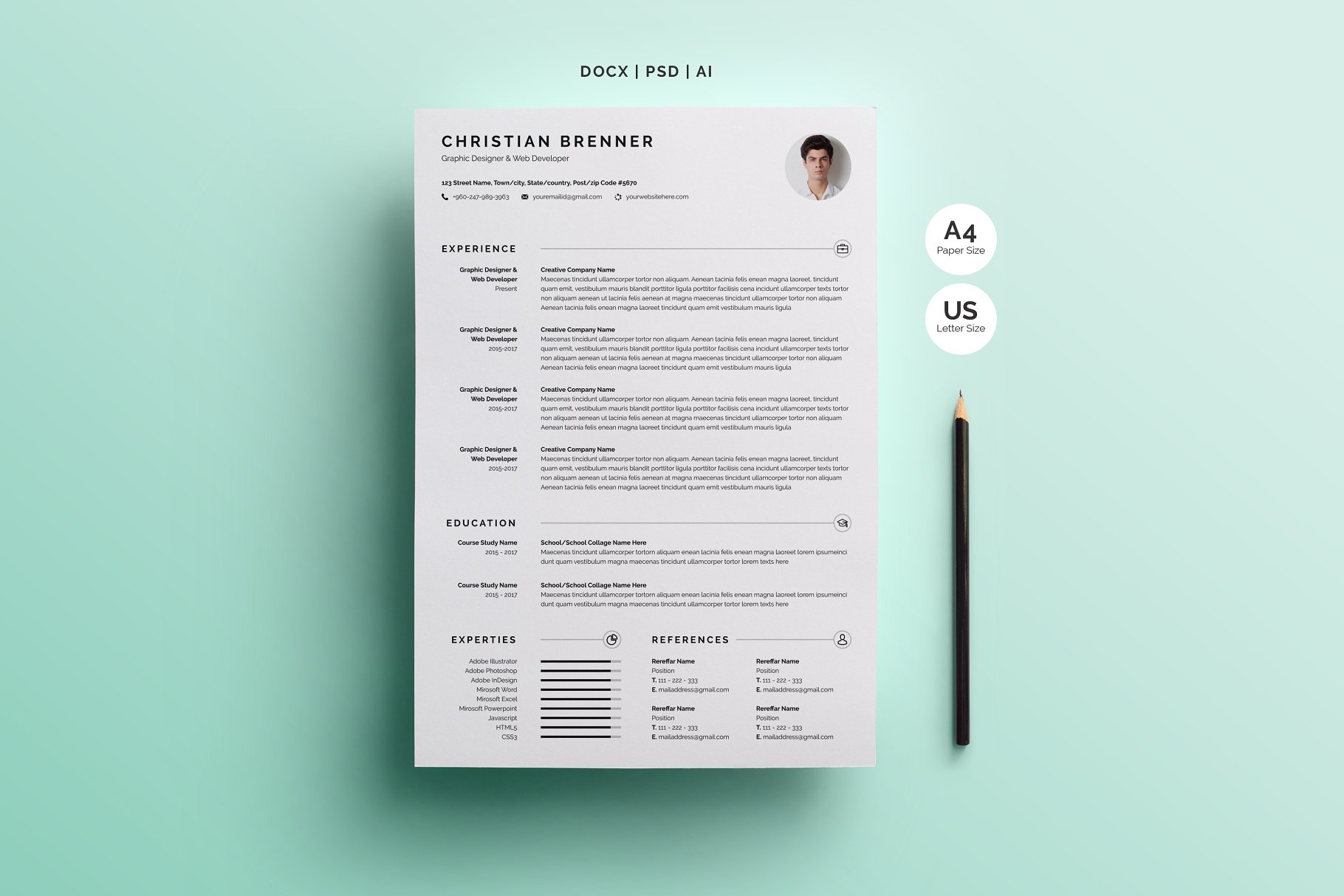 高端干净的简历模板 Clean Resume/CV With Cover Letter