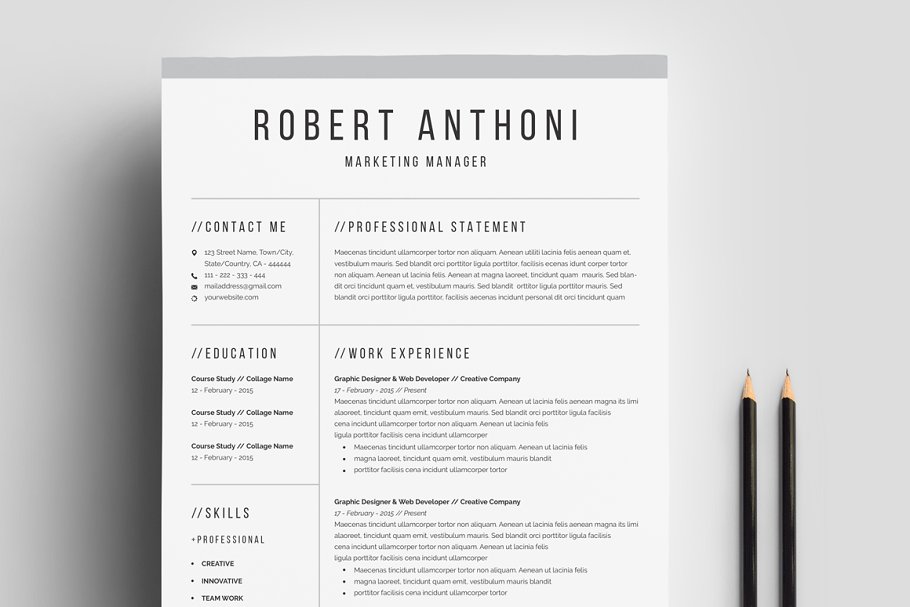 干净的个人简历模板 Clean Professional Resume Template