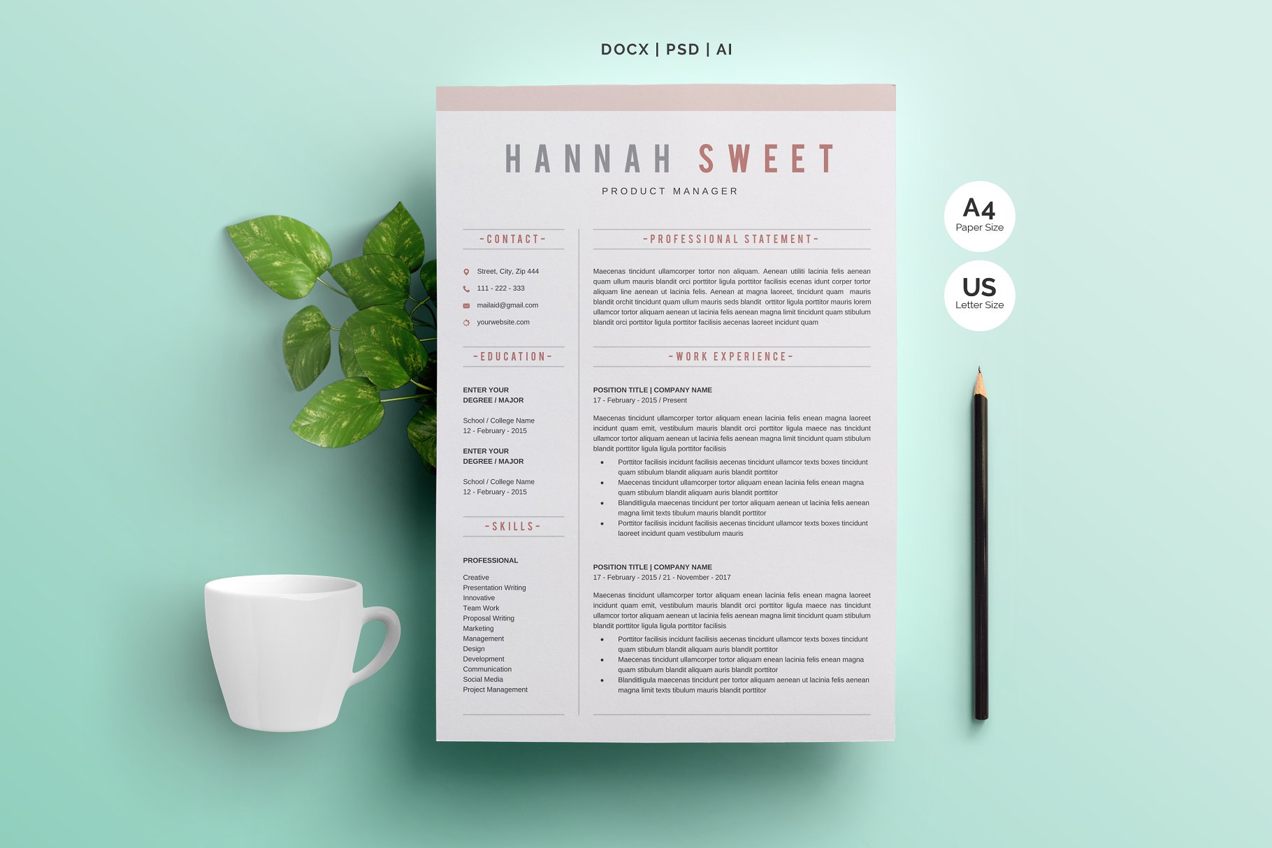 专业简历模板 Word Resume Template