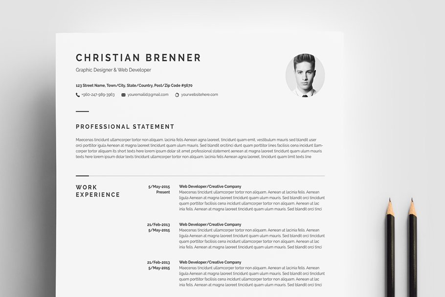 极简主义现代简历模板 Minimal Resume Template 4 Pages
