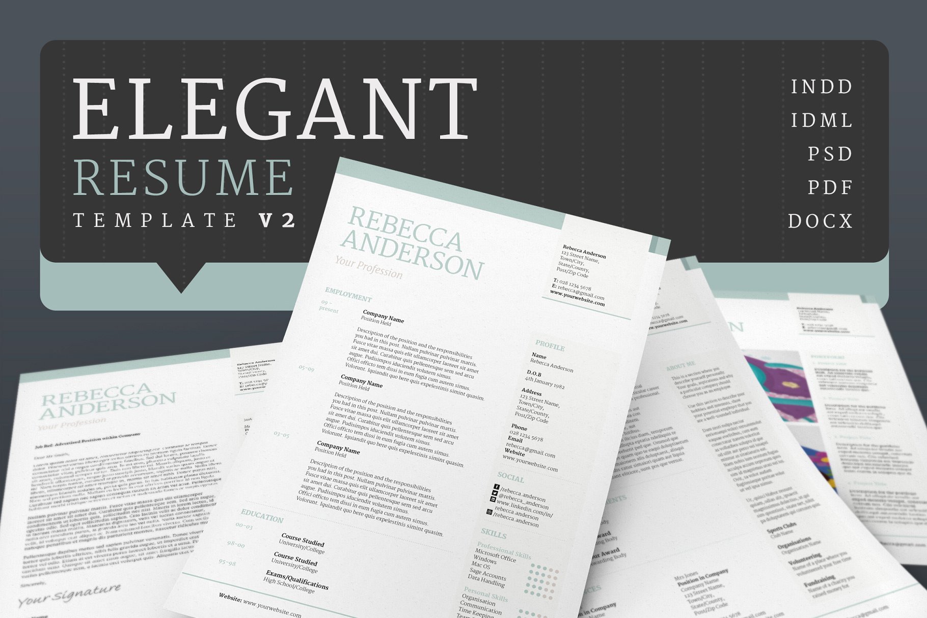 优雅简历模板2 Elegant Resume/CV Version 2