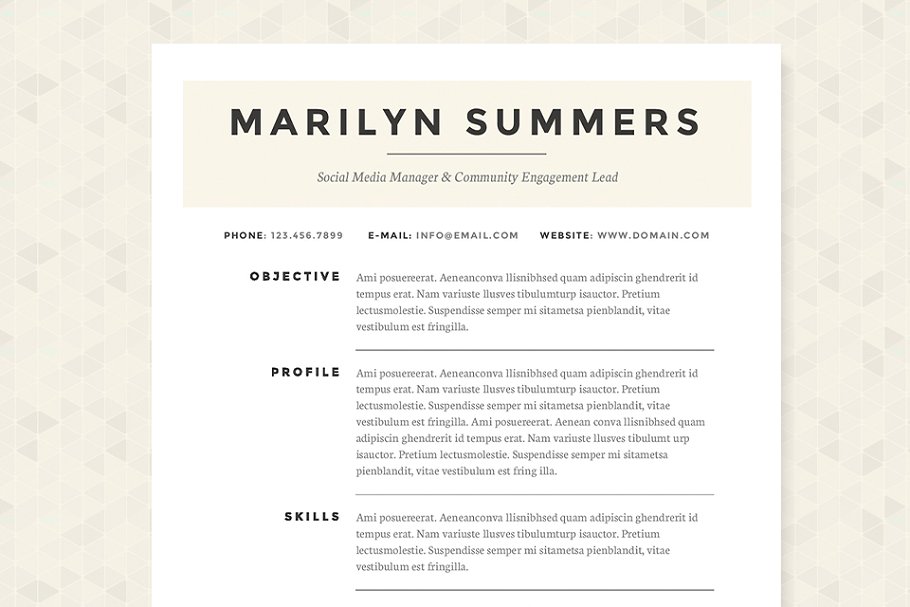 经典的简历模版 Classic Resume Template Package