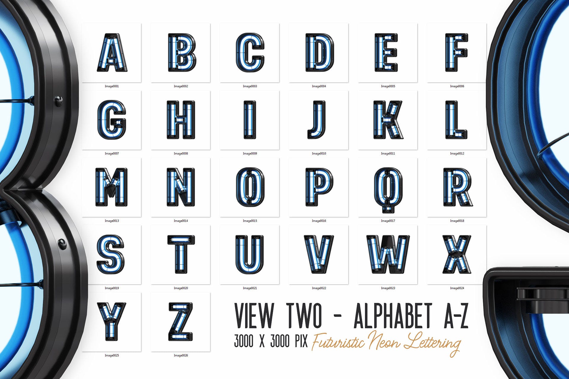 未来霓虹3D字体视图2
